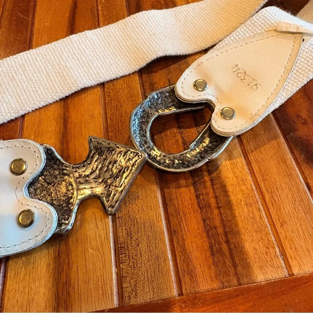 Vintage Stretch Cinch Belt Western Arrowhead Silvertone Buckle One Size
